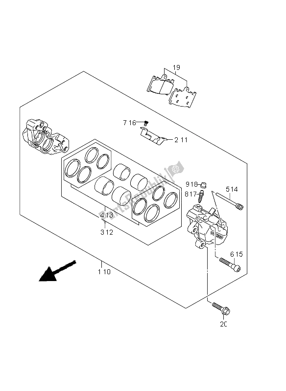 Toutes les pièces pour le étrier Avant (gsf1250 E21) du Suzuki GSF 1250A Bandit 2011