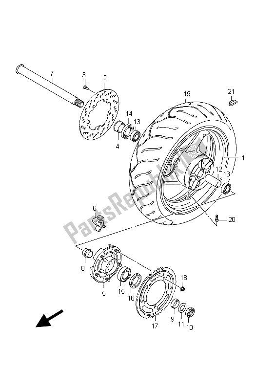 Todas las partes para Rueda Trasera (gsf1250s E21) de Suzuki GSF 1250 SA Bandit 2012