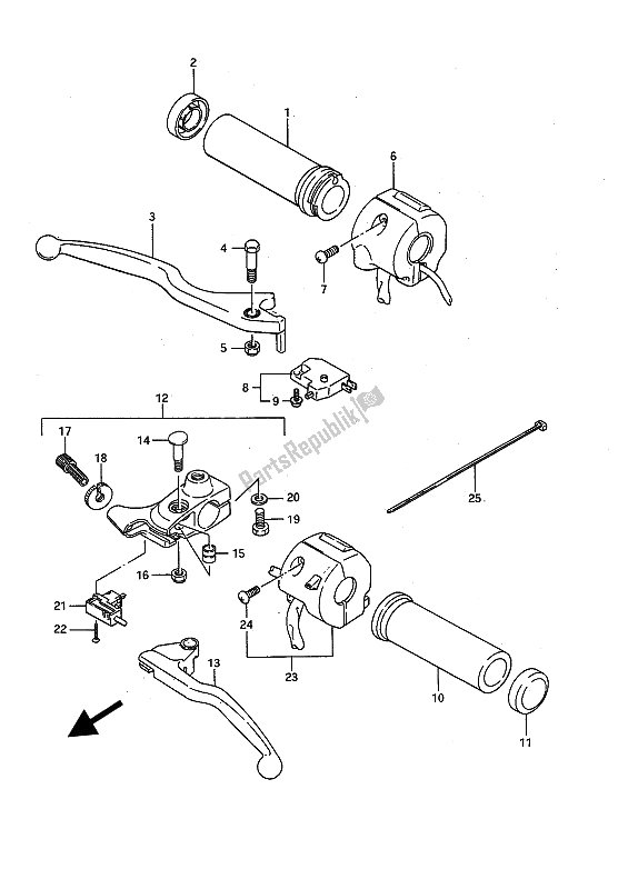 All parts for the Handle Switch of the Suzuki LS 650P Savage 1991