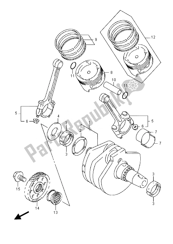 All parts for the Crankshaft of the Suzuki VL 800 CT Intruder 2014