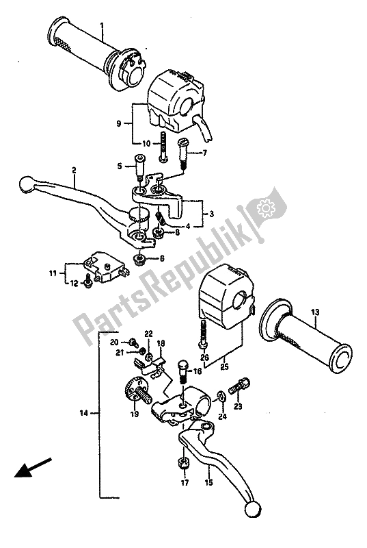 Toutes les pièces pour le Interrupteur De Poignée du Suzuki GSX R 750 1990