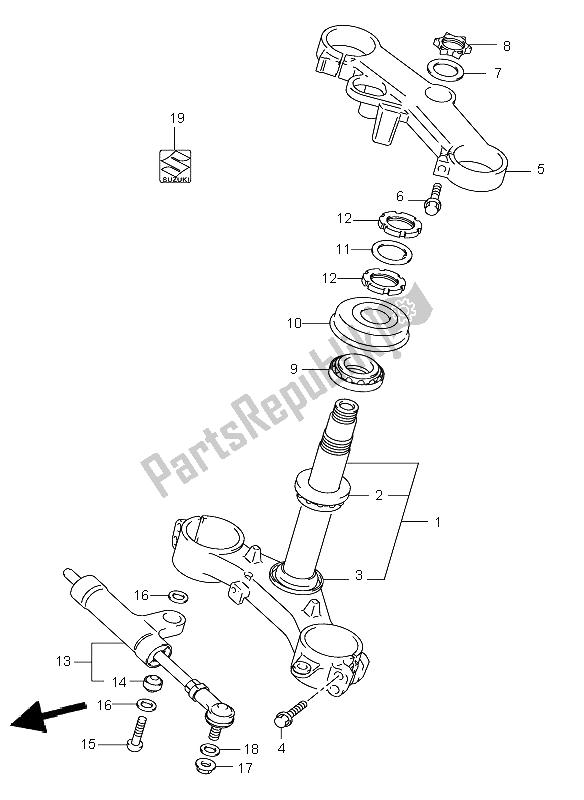 Alle onderdelen voor de Stuurpen van de Suzuki GSX R 600 2001