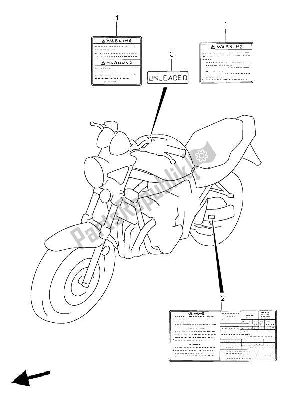 All parts for the Label of the Suzuki GSF 600S Bandit 1996