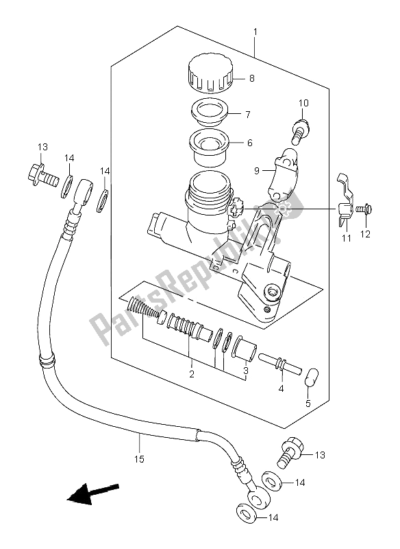 All parts for the Clutch Master Cylinder of the Suzuki TL 1000R 2001