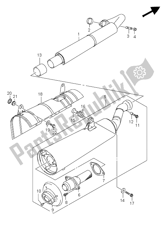 All parts for the Muffler of the Suzuki LT A 750X Kingquad AXI 4X4 Limited 2008