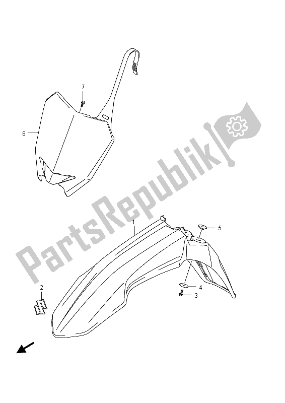 All parts for the Front Fender of the Suzuki RM Z 450 2011