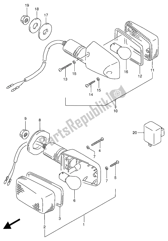 Todas as partes de Luz Do Pisca-pisca (e2-e4-e15-e17-e18-e34) do Suzuki RG 125 FU Gamma 1992