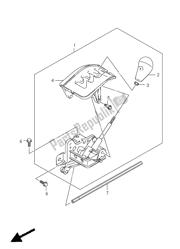 All parts for the Shift Lever of the Suzuki LT A 500 XPZ Kingquad AXI 4X4 2010