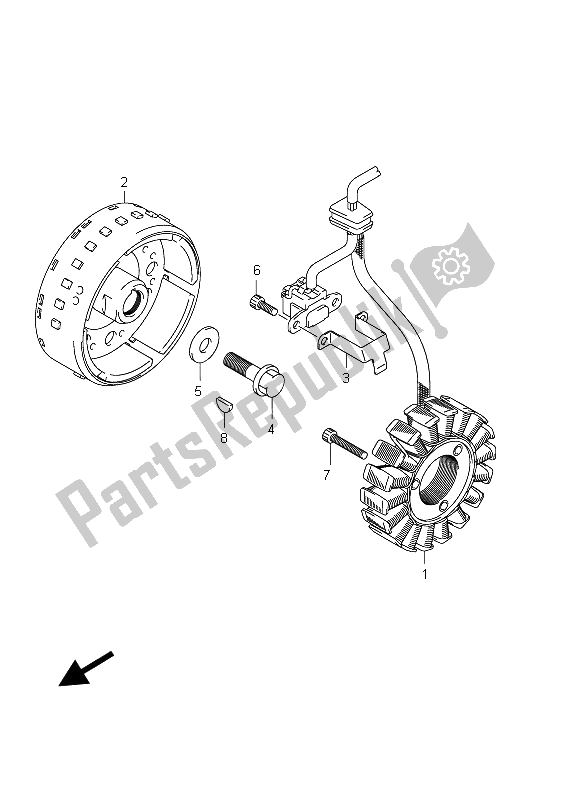 All parts for the Magneto of the Suzuki SFV 650A Gladius 2012