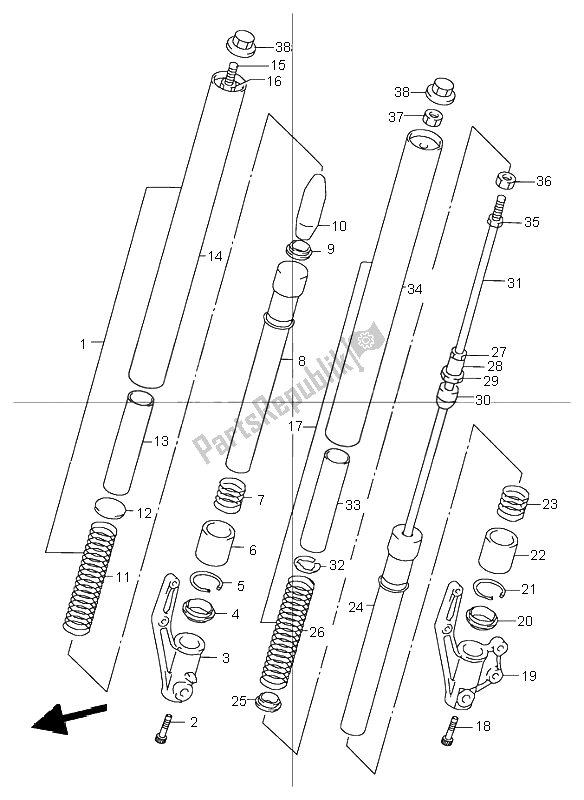 Todas las partes para Amortiguador Delantero de Suzuki TR 50S Street Magic 2000