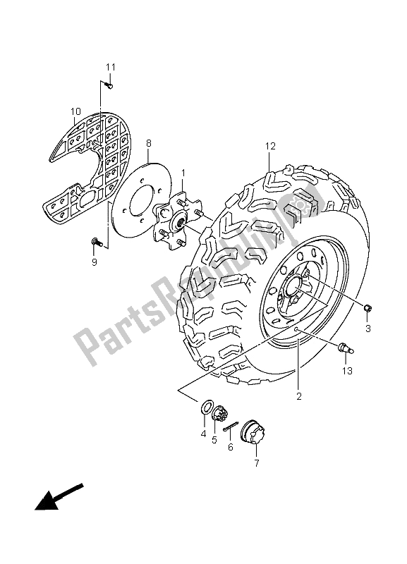 Tutte le parti per il Ruota Anteriore del Suzuki LT A 400F Kingquad 4X4 2008