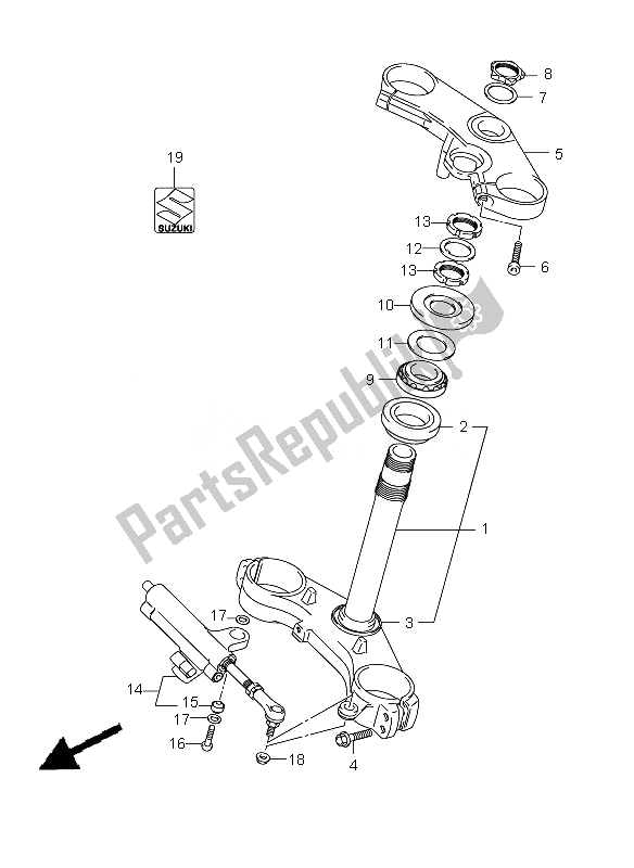 Tutte le parti per il Gambo Dello Sterzo del Suzuki GSX R 600 2010