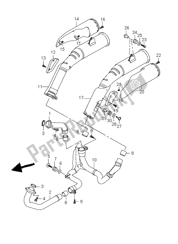 Toutes les pièces pour le Silencieux du Suzuki DL 1000 V Strom 2007