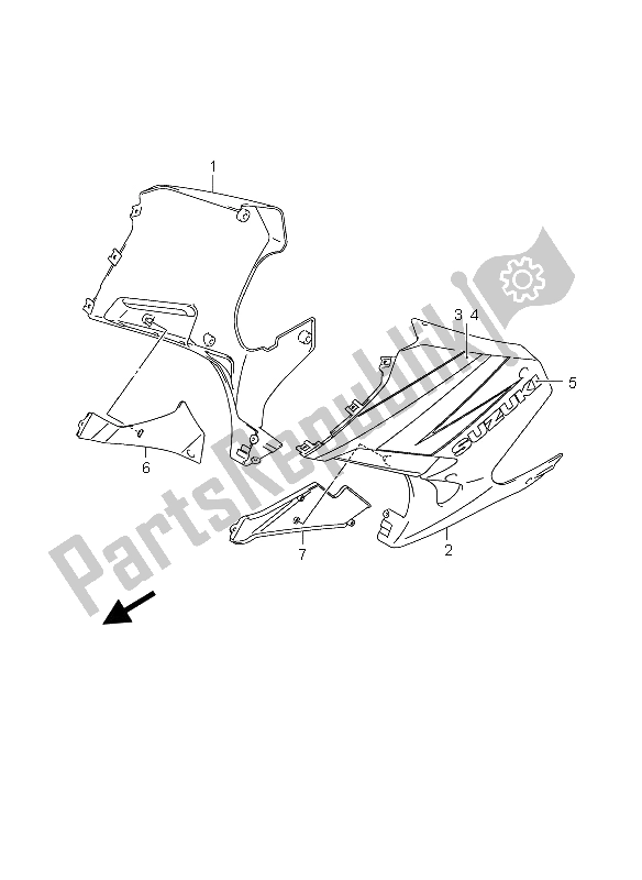 All parts for the Under Cowling (gs500f-fu) of the Suzuki GS 500 EF 2004