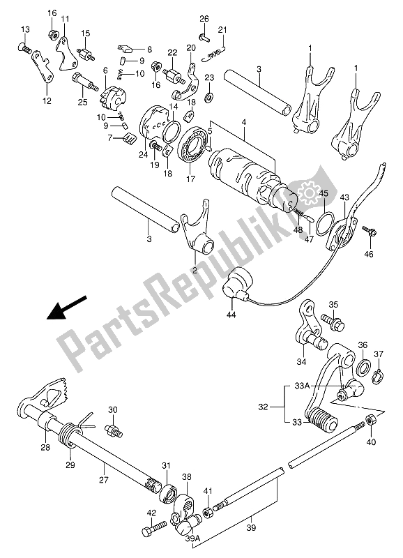 All parts for the Gear Shifting of the Suzuki VX 800U 1991