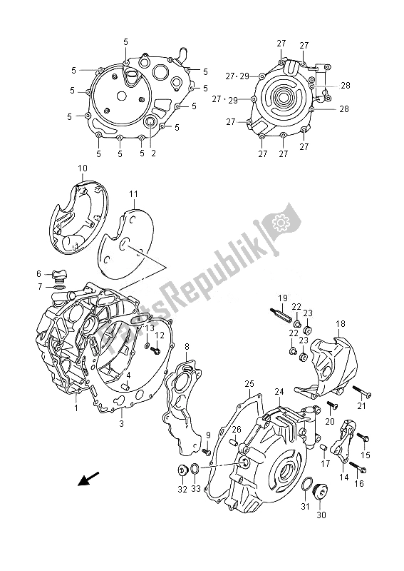 All parts for the Crankcase Cover of the Suzuki DL 650A V Strom 2014