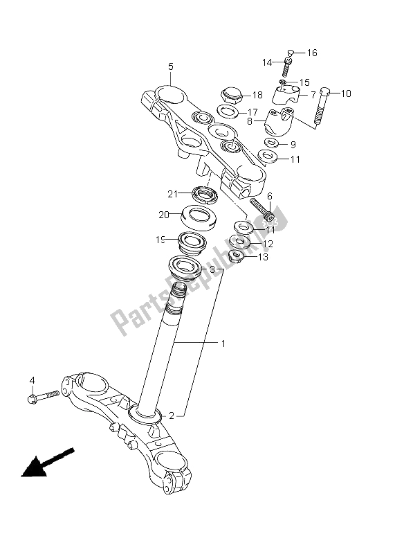 Tutte le parti per il Gambo Dello Sterzo (gsx650fu E24) del Suzuki GSX 650 FA 2011