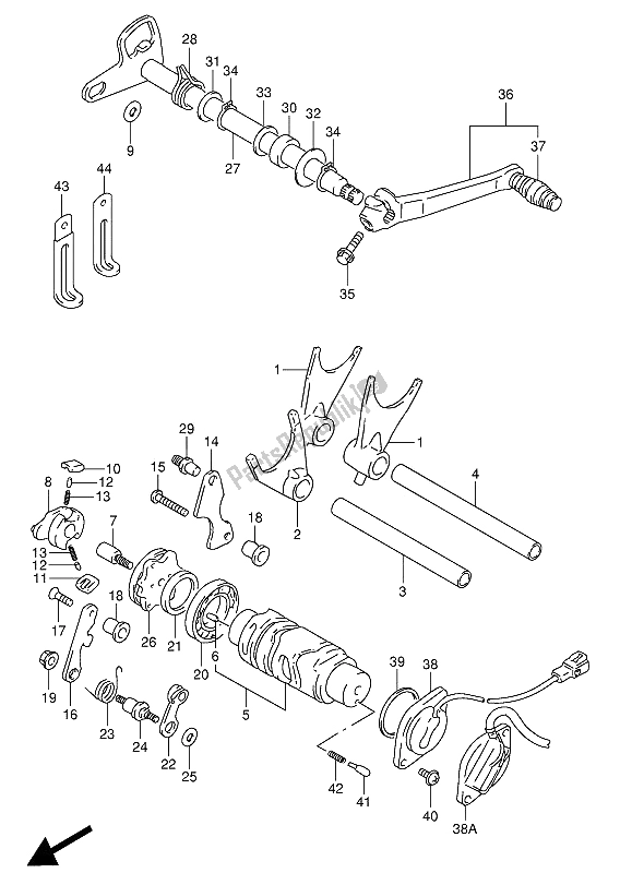 Toutes les pièces pour le Changement De Vitesse du Suzuki GSX R 1100W 1994