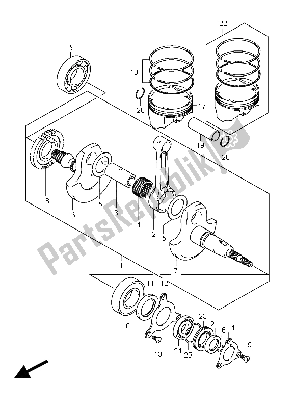 Tutte le parti per il Albero A Gomiti del Suzuki LT A 400F Kingquad 4X4 2008