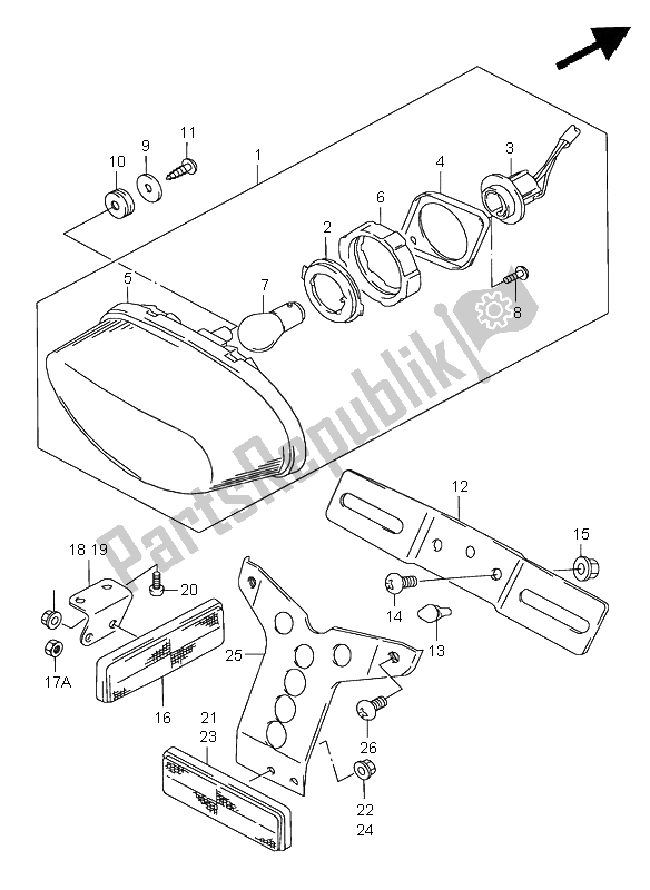 All parts for the Rear Combination Lamp of the Suzuki VZ 800 Marauder 2002