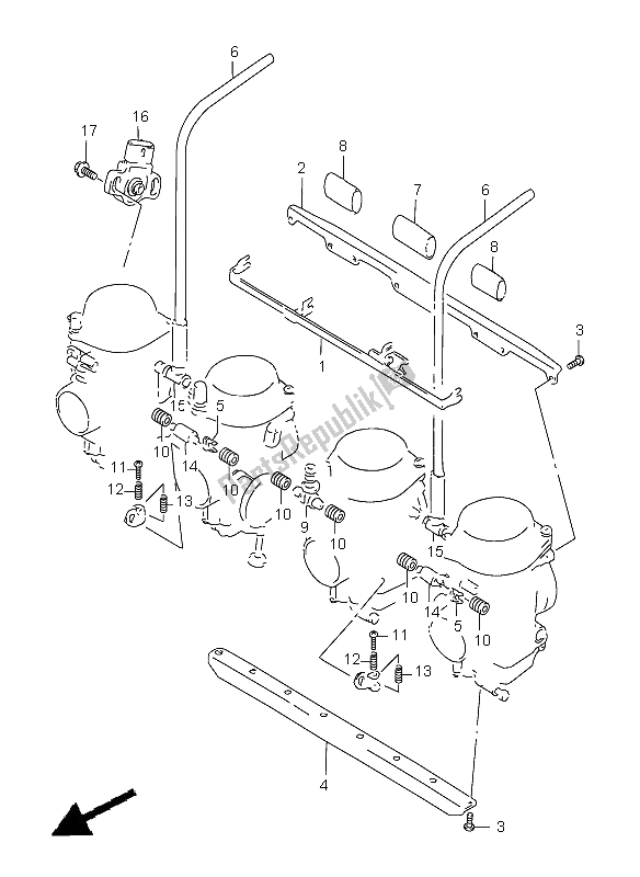Alle onderdelen voor de Carburateur Montage van de Suzuki GSF 1200 Nssa Bandit 1997