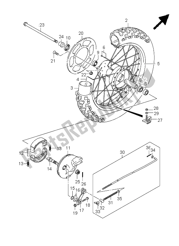 All parts for the Rear Wheel (lw) of the Suzuki DR Z 125 SW LW 2005