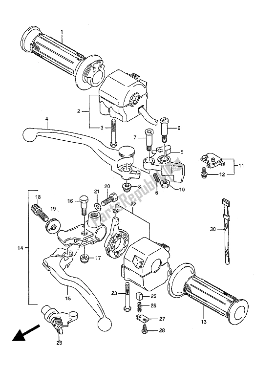 All parts for the Handle Switch of the Suzuki GSF 400 Bandit 1992