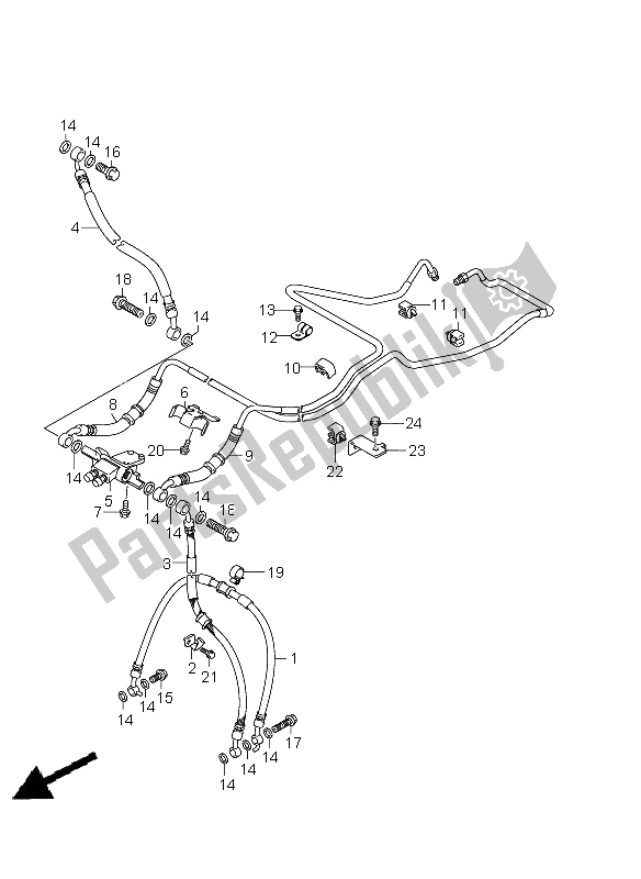 Alle onderdelen voor de Voorremslang (gsf1250a E21) van de Suzuki GSF 1250A Bandit 2011