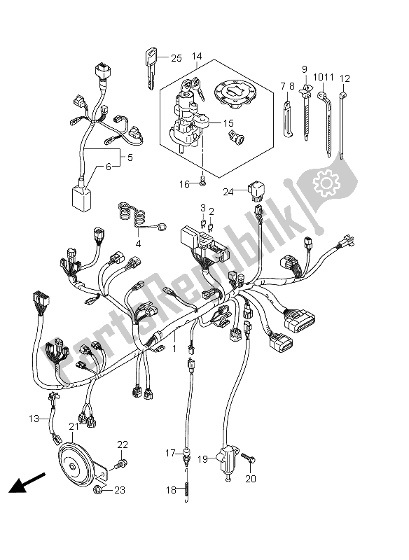 All parts for the Wiring Harness (dl650 E24) of the Suzuki DL 650A V Strom 2011