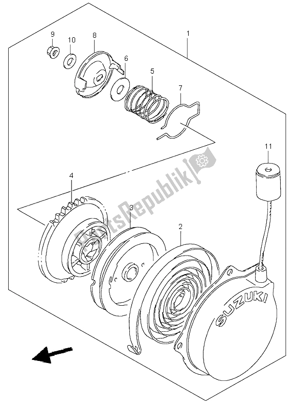 All parts for the Recoil Starter (opt) of the Suzuki LT 80 Quadsport 2003