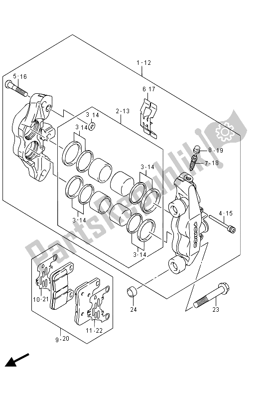 Tutte le parti per il Pinza Anteriore (vzr1800bz E19) del Suzuki VZR 1800 BZ M Intruder 2015