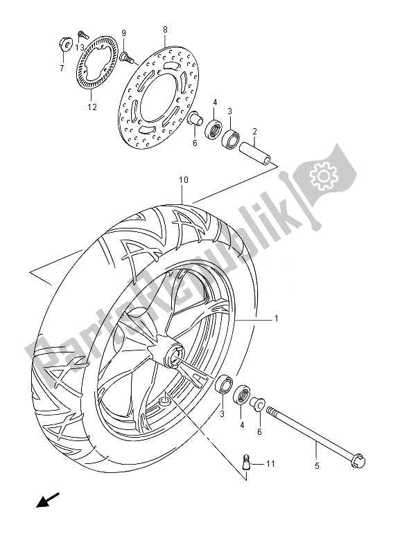 Tutte le parti per il Ruota Anteriore (uh200a) del Suzuki UH 200A Burgman 2014