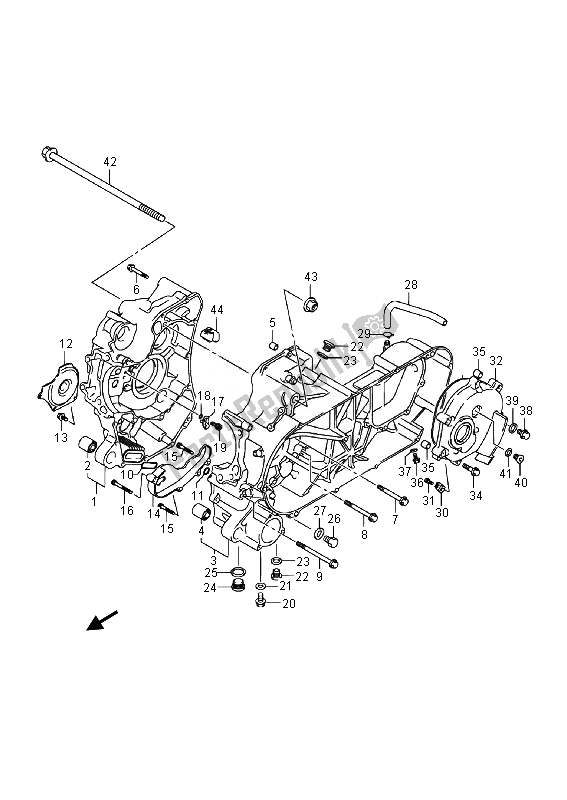 All parts for the Crankcase (an400za E02) of the Suzuki Burgman AN 400 AZA 2014