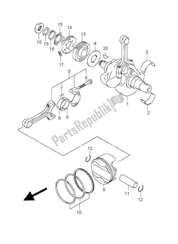 All parts for the Crankshaft of the Suzuki DL 1000 V Strom 2005