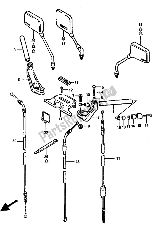 All parts for the Handlebar (gsx550es-ef) of the Suzuki GSX 550 Esfu 1987