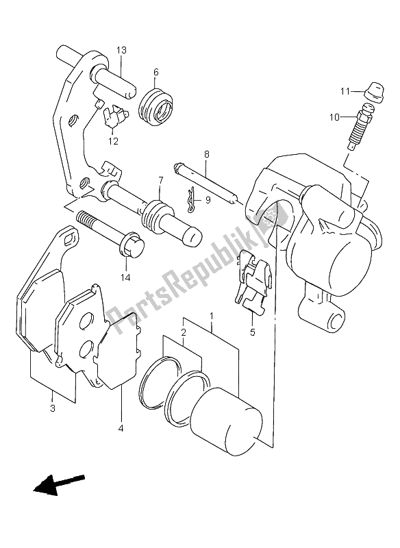 All parts for the Front Caliper of the Suzuki RM 80 2000