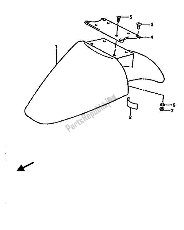 All parts for the Front Fender of the Suzuki RGV 250 1989