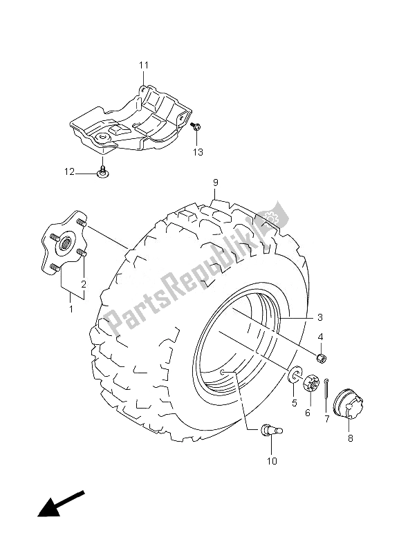 All parts for the Left Rear Wheel of the Suzuki LT F 250 Ozark 2010