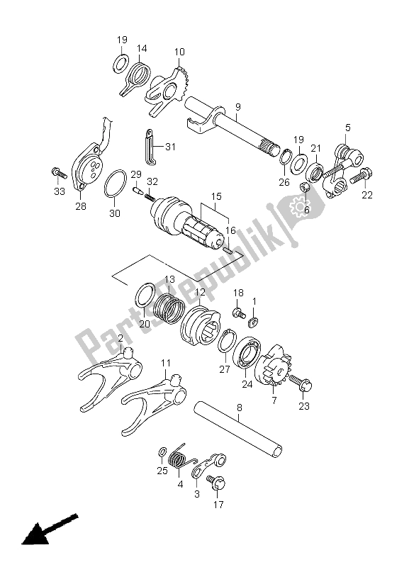 All parts for the Gear Shifting of the Suzuki LT A 500 XPZ Kingquad AXI 4X4 2009