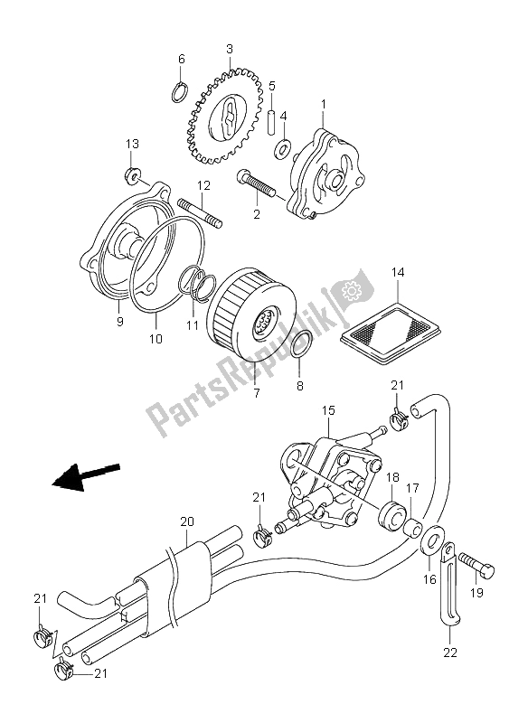 All parts for the Oil Pump & Fuel Pump of the Suzuki VL 250 Intruder 2001