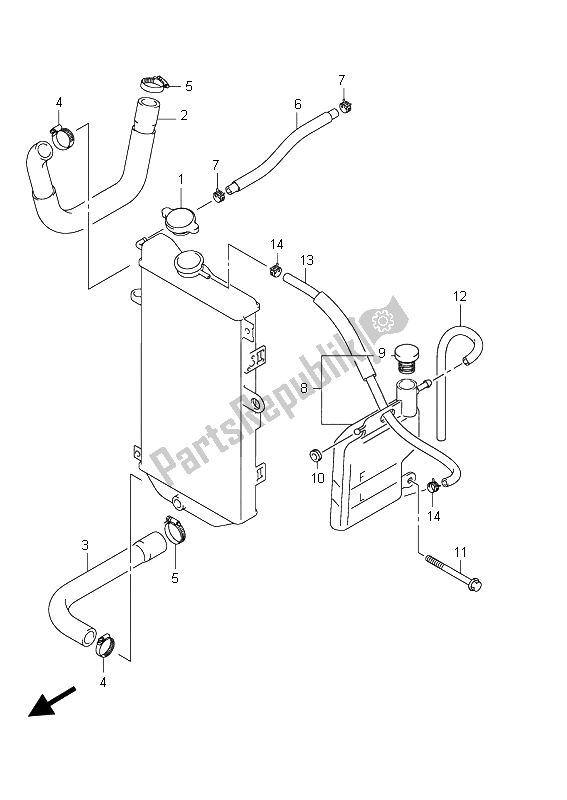 All parts for the Radiator Hose of the Suzuki AN 650A Burgman Executive 2011