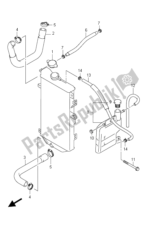 All parts for the Radiator Hose of the Suzuki AN 650A Burgman Executive 2011