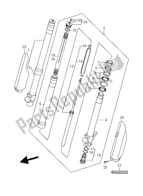 All parts for the Front Fork Damper of the Suzuki RM 85 SW LW 2008