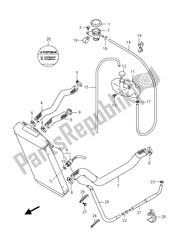 Alle onderdelen voor de Radiatorslang (vl800b E19) van de Suzuki VL 800B Intruder 2014