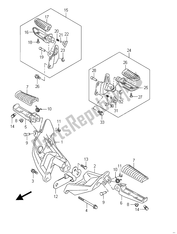 All parts for the Footrest of the Suzuki VZR 1800 NZR M Intruder 2011