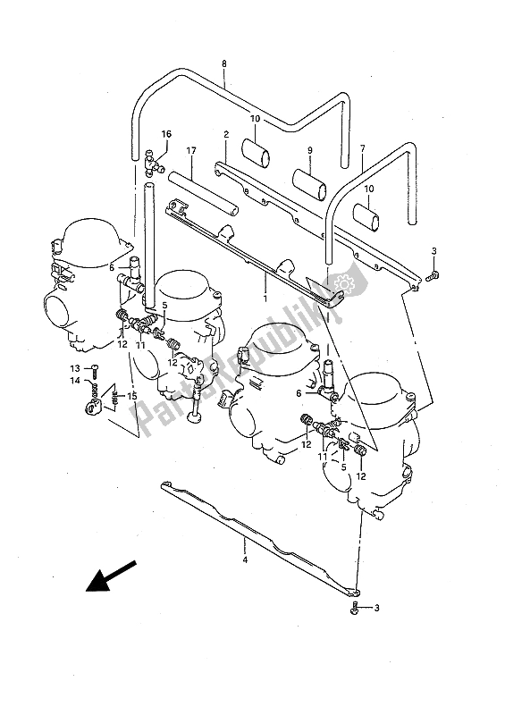 Alle onderdelen voor de Carburateur Fittingen (e18-e39) van de Suzuki GSX R 1100 1991
