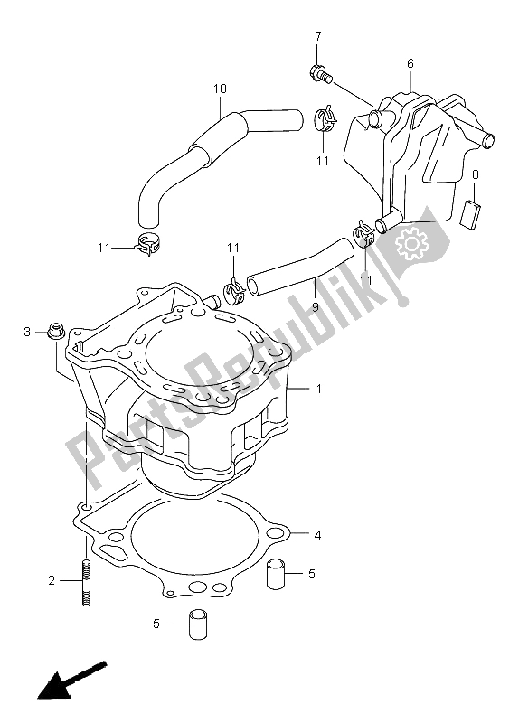 All parts for the Cylinder of the Suzuki DR Z 400S 2009