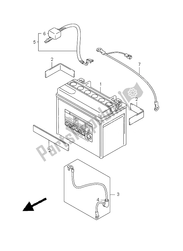 All parts for the Battery of the Suzuki VZ 800Z Intruder 2007