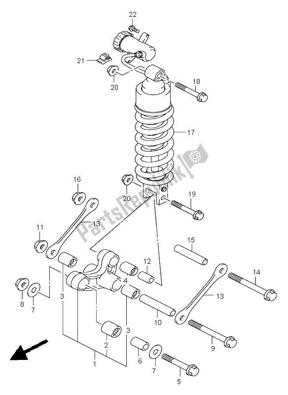 All parts for the Rear Cushion Lever of the Suzuki DL 1000 V Strom 2004