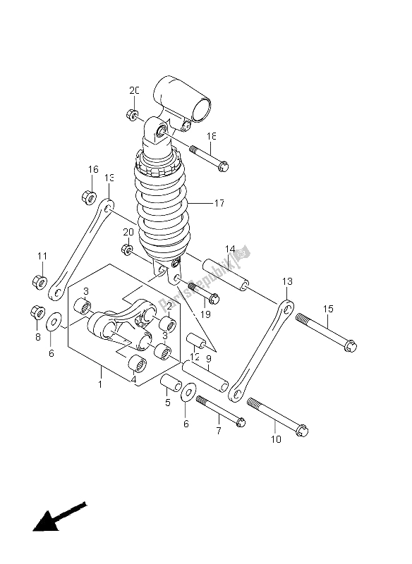 All parts for the Rear Cushion Lever (gsx1300r E2) of the Suzuki GSX 1300R Hayabusa 2011